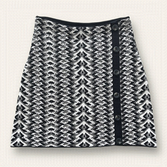 RACHEL Rachel Roy A-Line Skirt Geometric Pattern Black White Grey Sz S - Picture 1 of 17